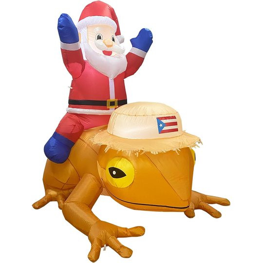 Christmas Inflatable — Santa Riding a Coquí