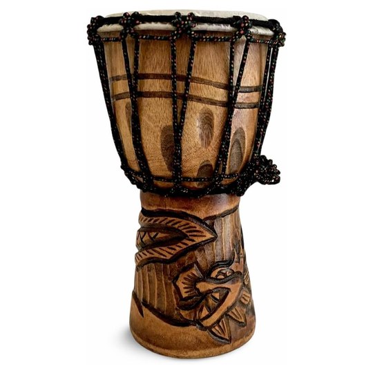Hand-Carved Solid Wood Djembe