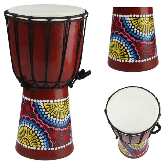 Carved Mahogany Djembe — 12 inch