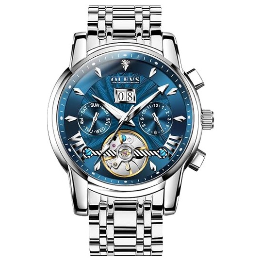 OLEVS Automatic Watch — Blue Dial, Big Date