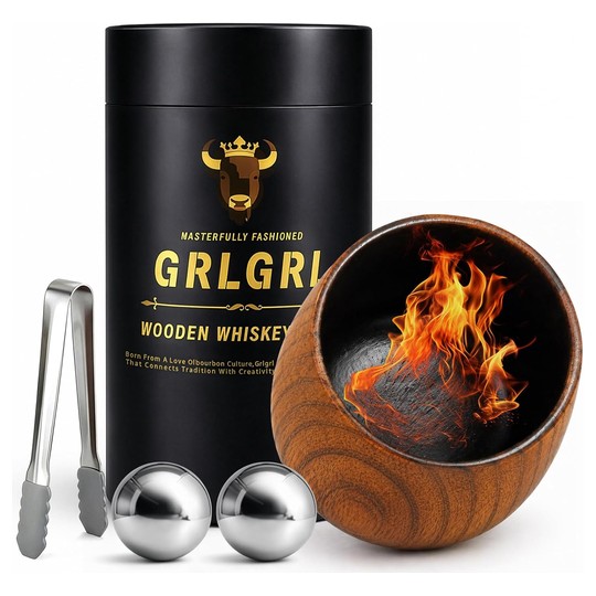 GrlGrl Charred Wooden Whiskey Cup Set